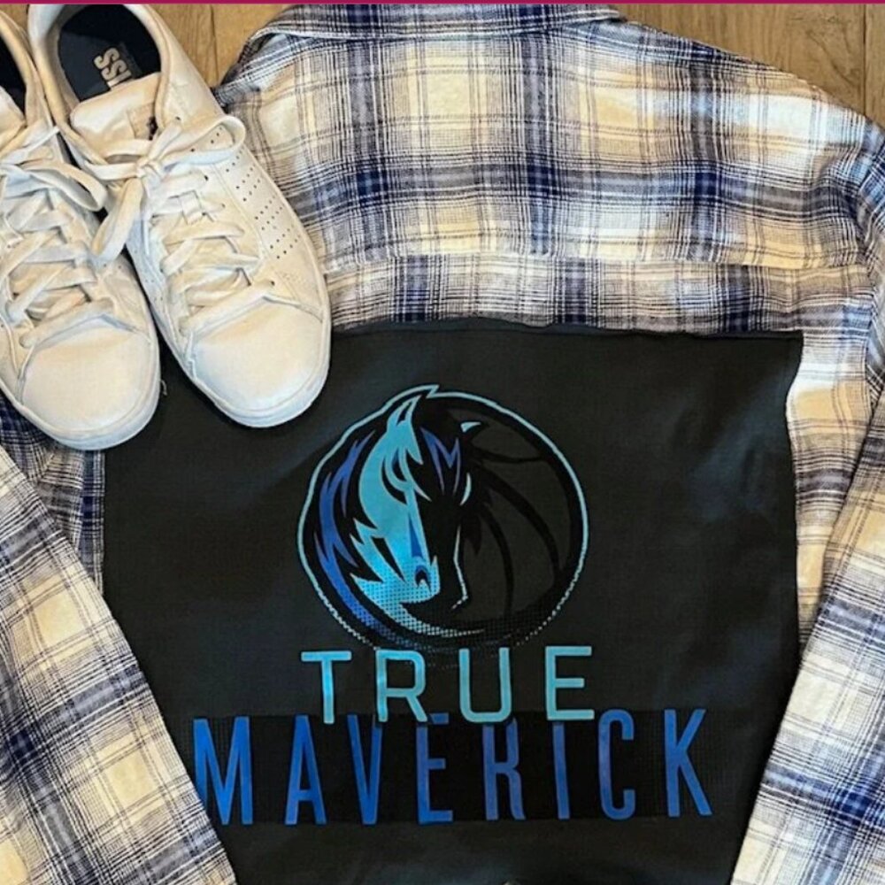 Dallas Mavericks Plaid Button Up Women Large